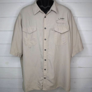 JAWBONE TACKLE CO Size 2XL Khaki Vented Short Sleeve Fishing Shirt